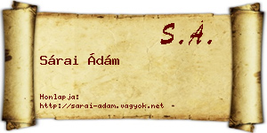 Sárai Ádám névjegykártya